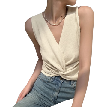 Lovito Women Knot Tank Top L61AD056 (Apricot)