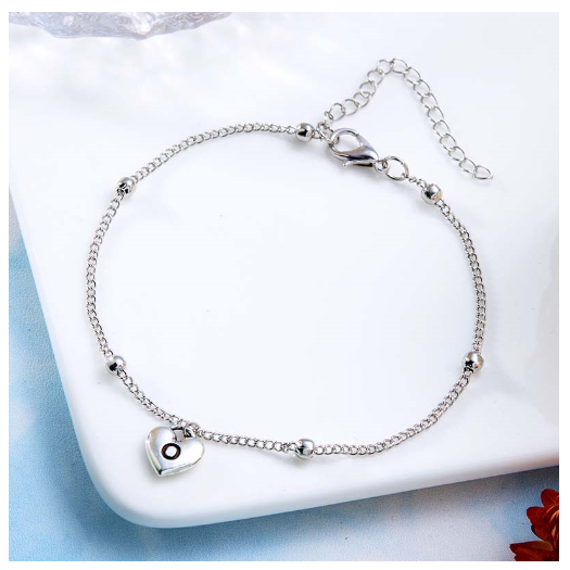 Fashion Silver Plated 26 Letters Initials Alphabet Bracelet Adjustable Bangle Women Jewelry Mother's Day Gift O