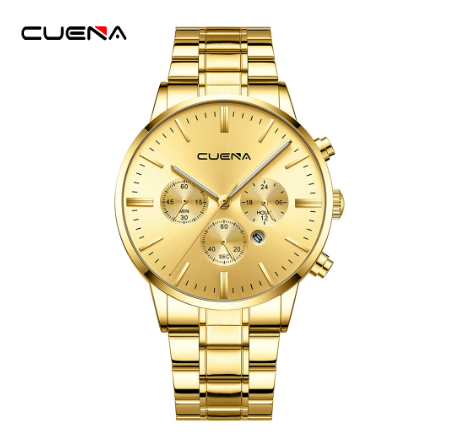 CUENA men's watches original brand fashion simple quartz waterproof  Watch ALL GOLD