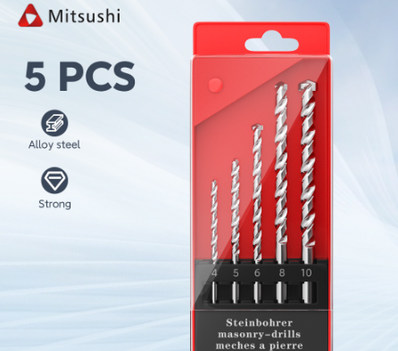 Mitsushi 5PCS Drill Bits Set Triangle Drill Bit Marble Tile Ceramic Wall Hole Drilling Bit Steel