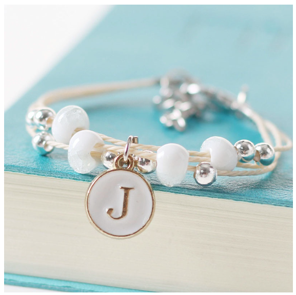 Ceramic beads 26 initials elastic beaded bracelet fashion men and women leisure bracelet lovers bracelet J