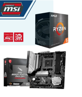 AMD Ryzen 5 5600X Processor with MSI MAG B550M MORTAR MAX WIFI Motherboard Bundle