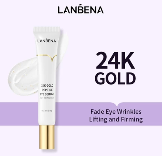 LANBENA 24k Gold Peptide Eye Serum Anti-Aging Wrinkle Remove Dark Circles Bags Brightening Moisturizing Firming Care Essence 20ml