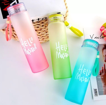 Shilily Hello Master Portable Frosted Glass Gradient Bottle Cup Tumbler