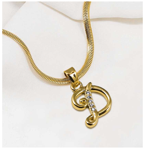 LAJ 18k Gold Stainless Steel Initial A-Z Necklace SLP116 LETTER with LX873D FREEBOX D