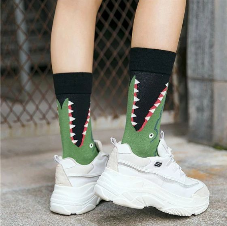 IDENTITY Crocodile Printed Crew Length Socks