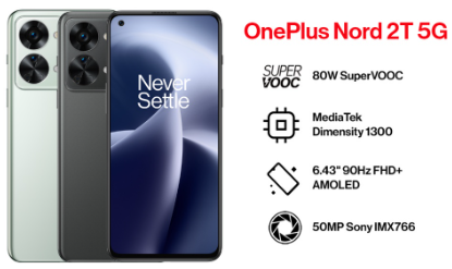 OnePlus Nord 2T 5G Smartphone  8GB RAM + 128GB ROM