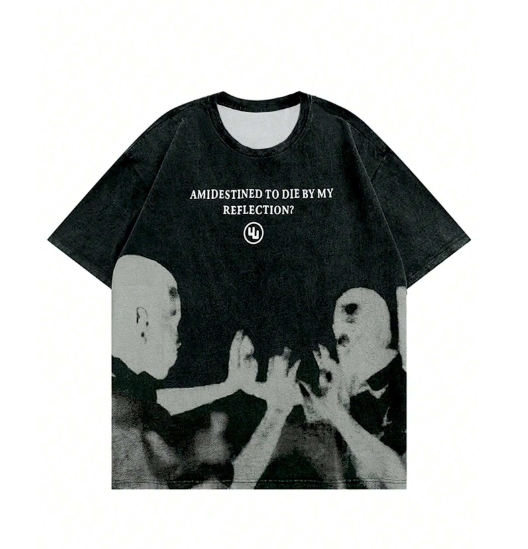 Women's Harajuku Style Casual Round Neck Short Sleeve Portrait & Letter Print Fashion Streetwear Gothic Tee