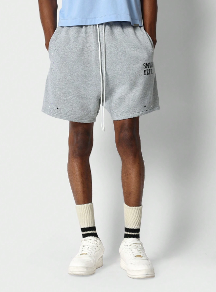 SUMWON Drop Crotch Short With Paint Print