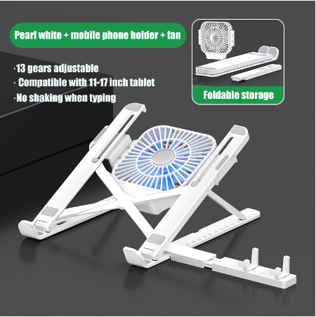 Foldable Laptop Stand Holder With Cooler Fan Desk Tablet Mount Bracket Notebook Cooling Stand