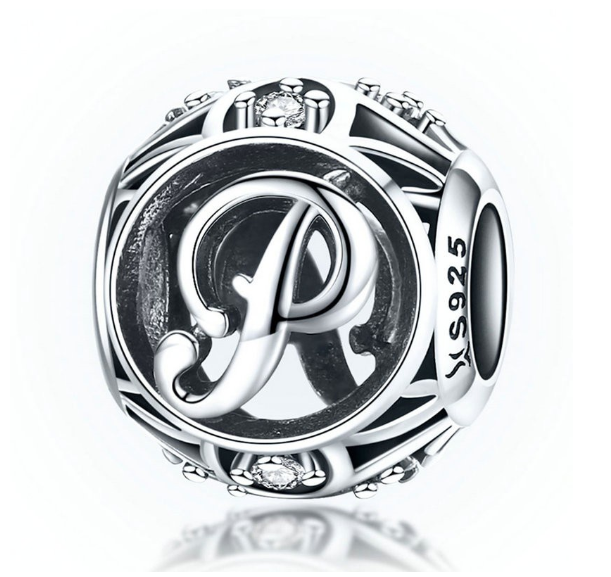 Bamoer 26 Letters A to Z Charm Sterling Silver 925 Bead For Bracelet & Necklace DIY Fashion Accessories P