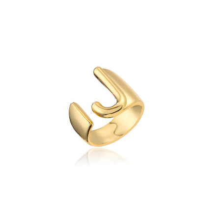 New Copper Plated Gold 26 A-Z Letter Opening Adjustable Ring Women's Initial Name Gold Jewelry Commemorative Couple Gift J