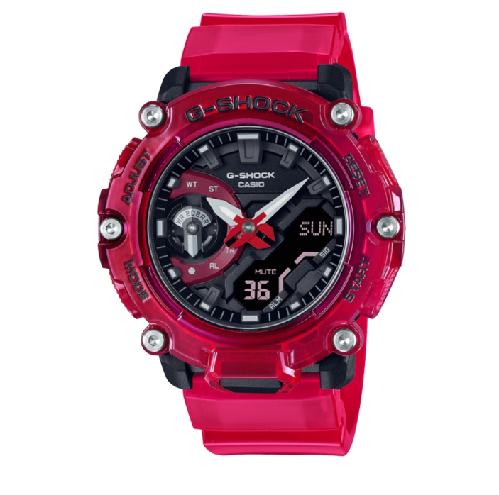 Casio G-Shock Carbon Red Resin Digital Watch For Men CGA-2200SKL-4ADR