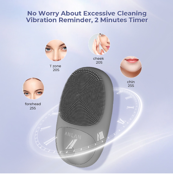 Anlan Upgraded Sonic Facial Silicone Cleansing Brush Magnetic Charging Deep Pore Cleaning Skin Massager
