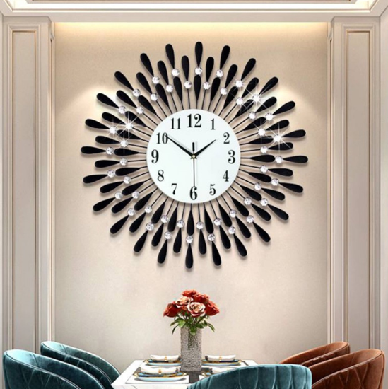 DIY Wall Clock 3D Mirror Sticker Metal Roman Numerals Big Clock Mute Clock Living Room Bedroom Wall