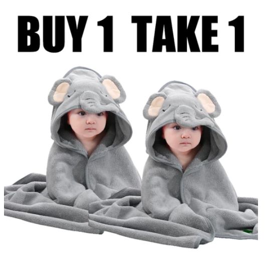 Buy 1 Take 1 2PCS Hooded Baby Blanket Baby Bath Towel Baby Towel Swaddle Kulambo Pranela SET8