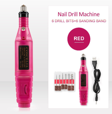 Manicure Tools Electric Nail Drill Machine Set USB Mini Size Adjustable Speed Nail Sander with Nail Sanding Bands Set