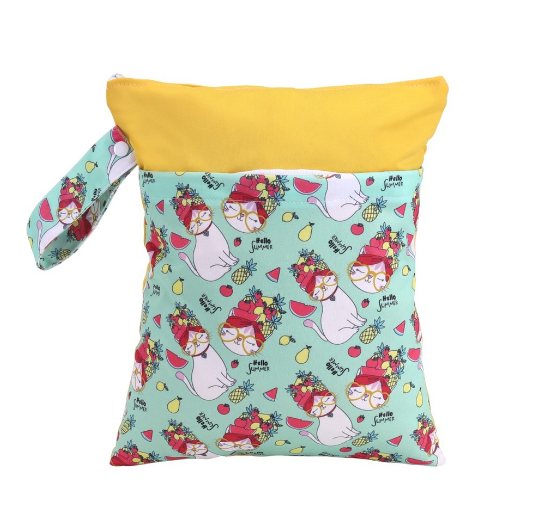 Reusable Waterproof Pattern Double Pocket Diaper Wet Bag DWB12
