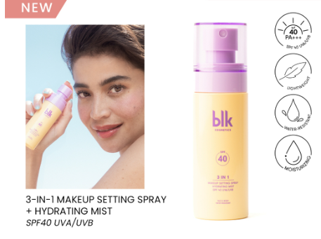 blk cosmetics fresh 3in1 makeup setting spray & hydrating mist SPF 40 UVA/UVB
