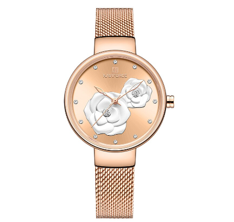 Naviforce Women's Top Luxury Brand Beautiful Design Quartz Ladies Simple Waterproof Watch ROSEGOLD