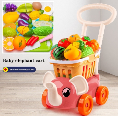 Kids Supermarket Shopping Cart Trolley Removable Toys for Girls Kitchen Play House Simulation