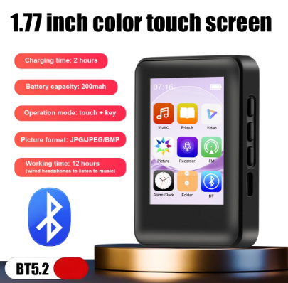 Virwir Portable Bluetooth 5.2 Mp3 Player Media Fm Radio Recorder Hifi Music Speakers