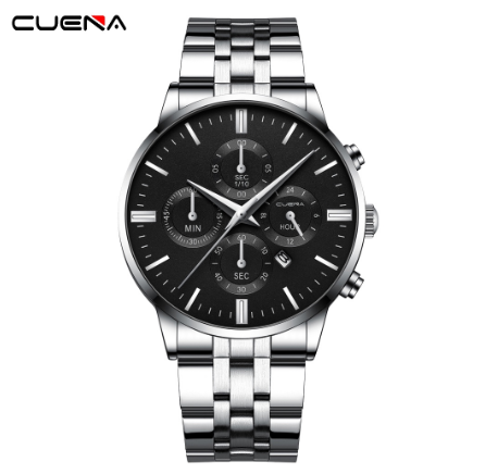 CUENA Men's Watch Top Brand Simple Fashion Business Analog Quartz All Steel Waterproof 6022 M7