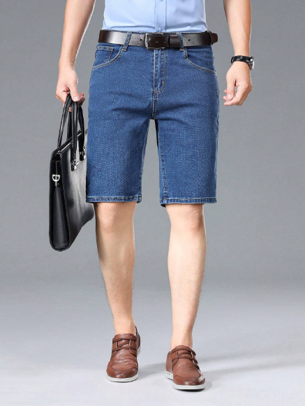Manfinity Homme Men's Casual Bermuda Denim Shorts With Pockets, Summer Jean Shorts