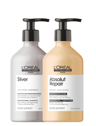 Professionnel Serie Expert Bleached Duo Silver Shampoo & Absolut Repair Conditioner 500ML