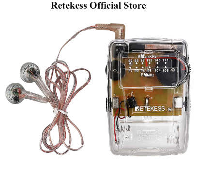 Retekess TR624 Transparent Radio AM FM Pointer Tuning With Headphones