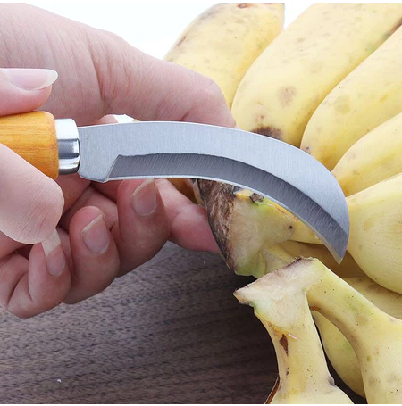 Nipiin Banana Knife Stainless Steel Kitchen Knife Fruit Small Banana Peeler Wood Handle Cutter
