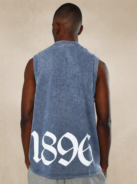 SUMWON Regular Fit Washed Sleeveless Tank With Letter & Number Graphic Print