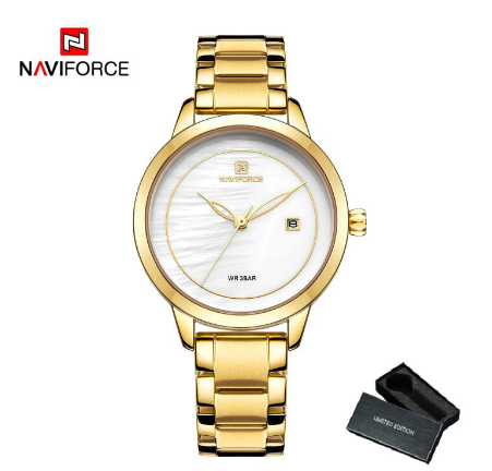 Naviforce NF5008 Women Top Brand Fashion Casual Luxury Quartz Waterproof Watches GOLD