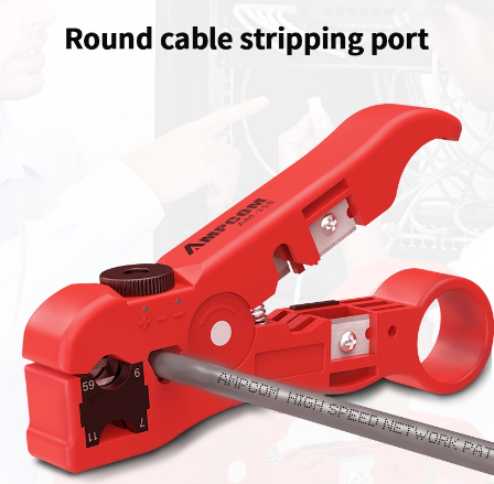 Ampcom All-In-One Stripping Tool Cable Wire Stripper Compression Tool Coaxial Cable Stripper, Round Cable ,Cutter And Flat Cable