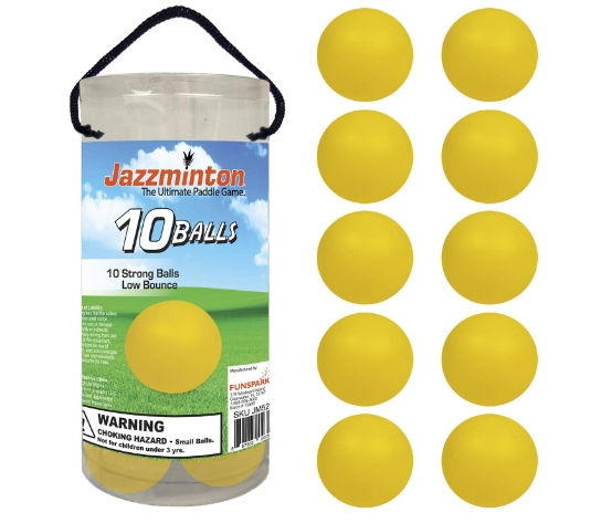 Speed Ball Yellow 10 Pack for Fast Play with Wooden Paddles - Family Fun Paddle Game for Outdoors