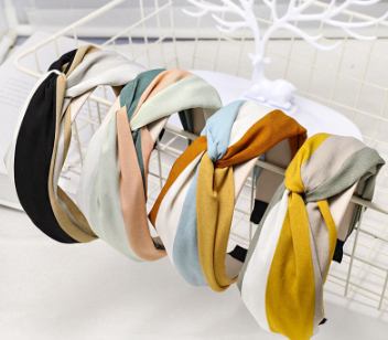 Korean Rainbow Cross Color Matching Headband Woman Fashion Fresh Fabric Striped Hair Band Headdress