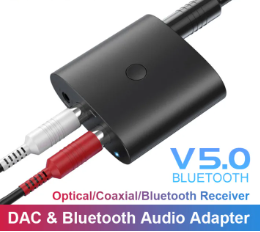 Digital to Analog Audio Converter DAC Optical Fiber Coaxial to 3.5MM 3.5 AUX 2 RCA Amplifier Decoder Bluetooth Receiver