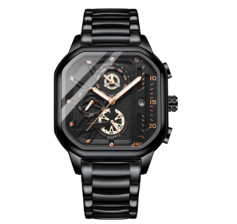 Binbond Original Luxury Square Men's Watch Student Fashion Light Luxury Non-Mechanical Quartz Stainless Steel Watch M6