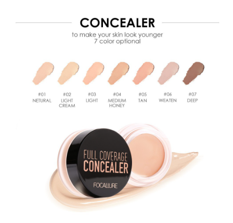 FOCALLURE 7Colors Waterproof Face Concealer Full Coverage Matte Smooth Cream Base Lasting Oil Control Dark Circles Scar Acne