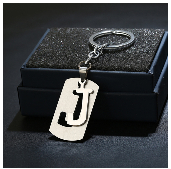 Stainless Steel 26 Letters Keychain Women Men Backpack Purse Charms Metal A To Z Alphabet Pendant With Key Holder For Couple J