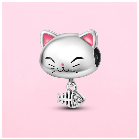 Silver Robot Cat Mummy Rocking Charm Beads for Original Pandora Bracelet Necklace DIY Women's Jewelry Gift 0035