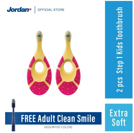 JORDAN Step 1 Kids Toothbrush (for 0-2 yo)(Assorted) - Set of 2