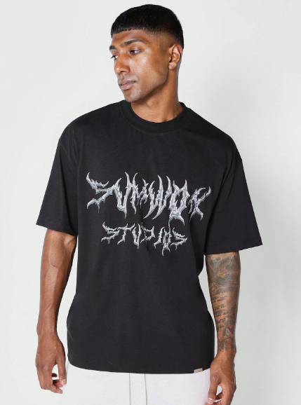 SUMWON Tee With Gothic Front Graphic Print