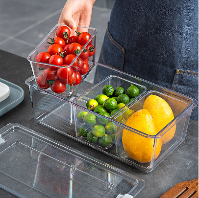 Refrigerator Food Organizer with Fruits Vegetables Keep Fresh Stackable Storage Box With Lid Aikea