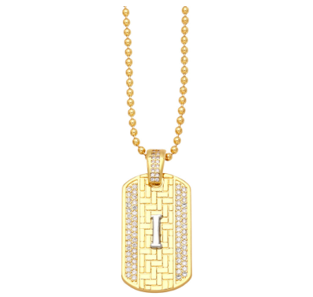 Luxury 18K Gold Plated Stainless Steel Ball Bead Chain 26 Letter Necklace Capital Initial Letter Name Pendant Nameplate Necklace Women I