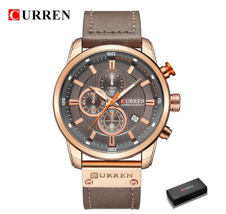 Curren Fashion Date Quartz Men Watches Top Brand Luxury Male Clock Chronograph Sport Wrist Watch 8291 ROSE GRAY