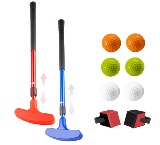 Mini Golf Clubs, 2 Pack Golf Putters for Men and Women with 2 Golf Training Aid and 6 Golf Balls, Adjustable Length Mini Golf Putter Suitable for Children, Teenagers and Adults