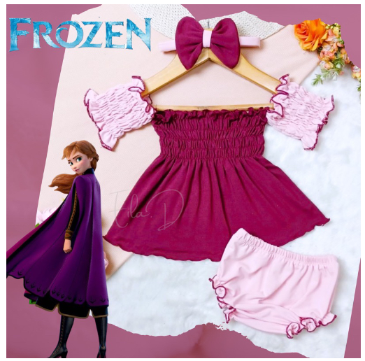 3in1 Tiffany Disney Smocking Set for Baby Girl 1-18 Months S10