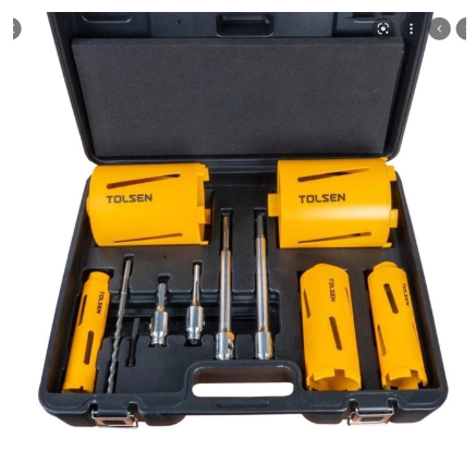 Tolsen 11pcs Diamond Core Drill Set w/ Case For Solid Concrete 75881 Industrial Grade
