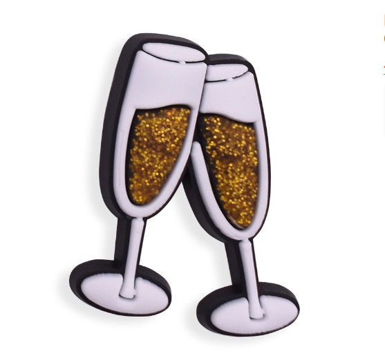 New Diamond Ring Gold Sequins Series Crocs Accessories Cute Bird jibbits Charm Cartoon Shoe Charms Decoration A6